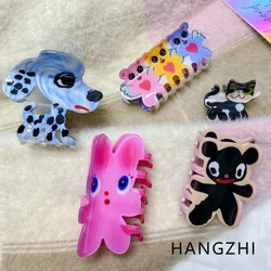 HANGZHI INES Cartoon Puppy Rabbit Hair Clip Colourful Graffiti Animal Shark Clip Y2K Playful Hair Accessories for Women Girls
