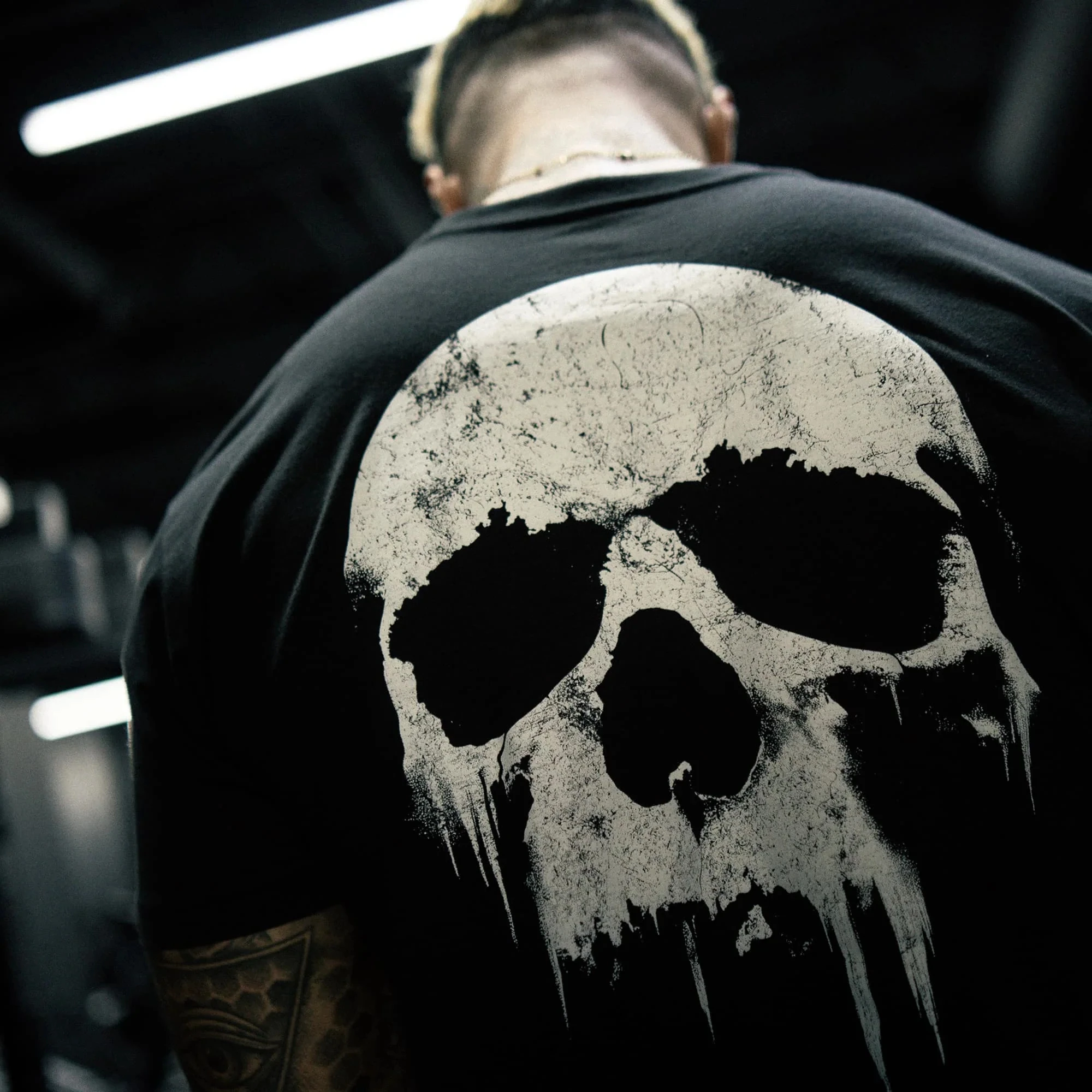 Skull Graphic Fitness Training Gym Leisure T-shirt Luxury Brand for Men and Women