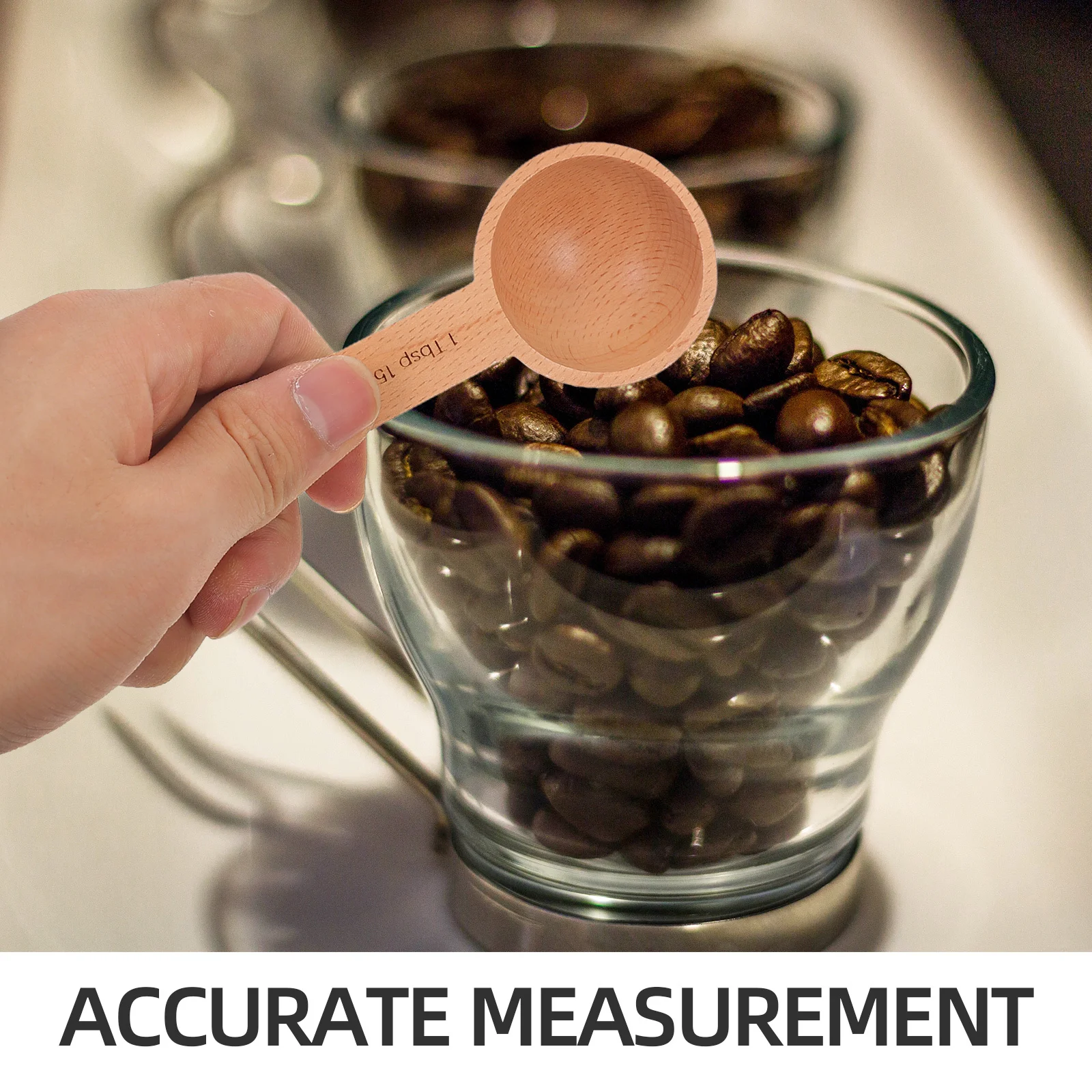 

3Pcs Beech Wood Measuring Spoons Ergonomic Handle Coffee Bean Scoop Tea Sugar Spices Wooden Utensils for Cooking