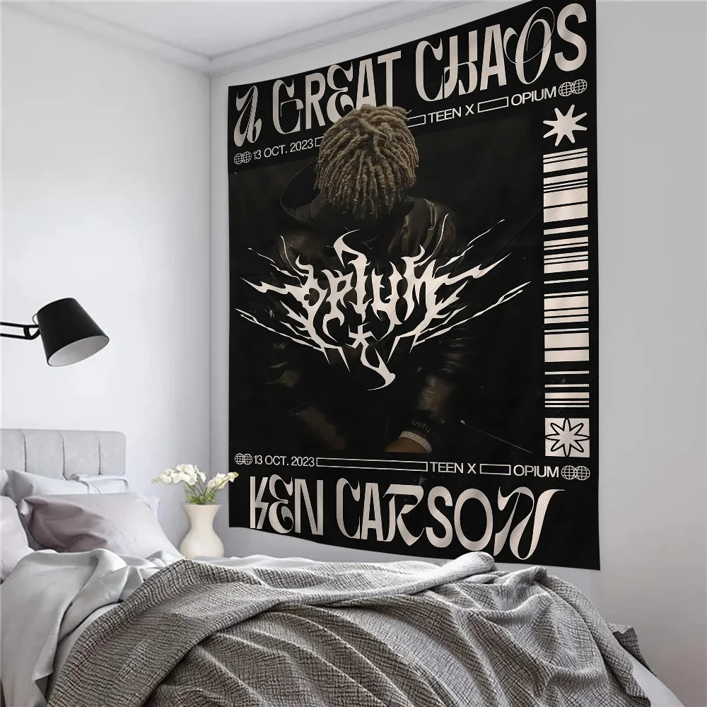 Ken Carson Rapper X Tapestry Anime Tapestry Hanging Tarot Hippie Wall Rugs Dorm Wall Hanging Sheets