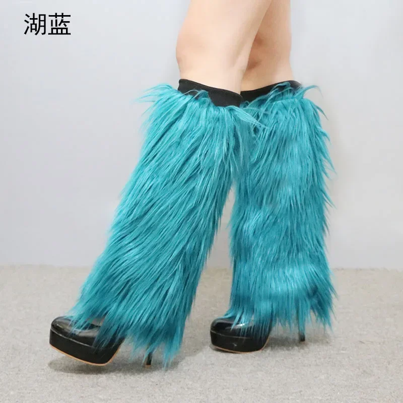 Winter Thickened Plush Socks Vintage Faux Fur Leg Warmers Furry Boots Cover Socks Hot Girl Jk Punk Hiphop Cosplay Accessories