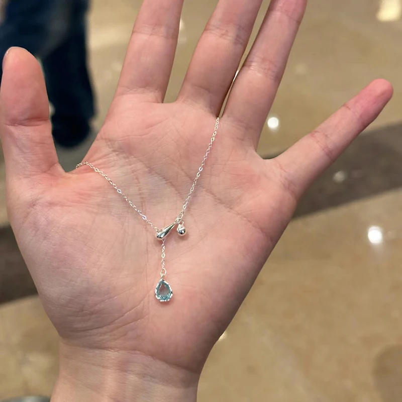 

New 925 Sterling Silver Woman Necklace Charm Geometric Shape Pendant Choker Birthday Gift for Friends Exquisite Jewelry