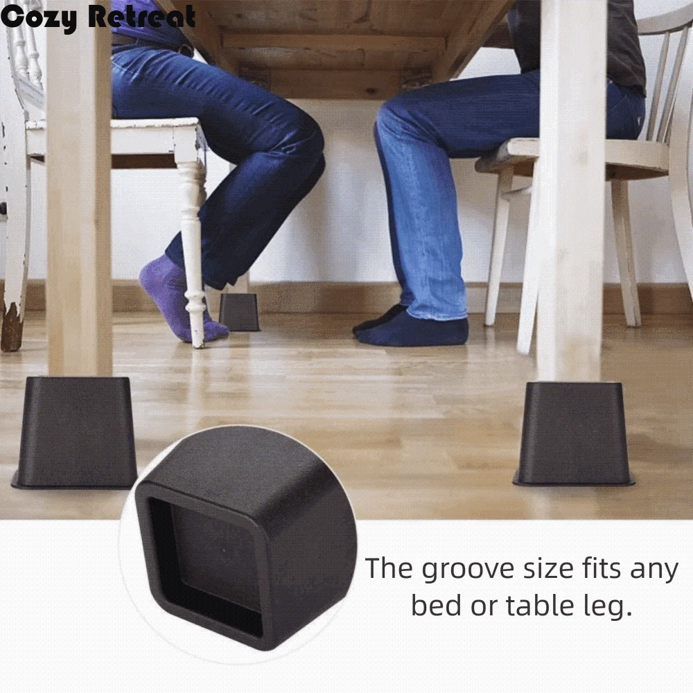 4Pcs Heavy Duty Furniture Leg Risers Shock-Absorbing Stackable Table Lifters Non-slip Adjustable Height Sofa Height Enhancers