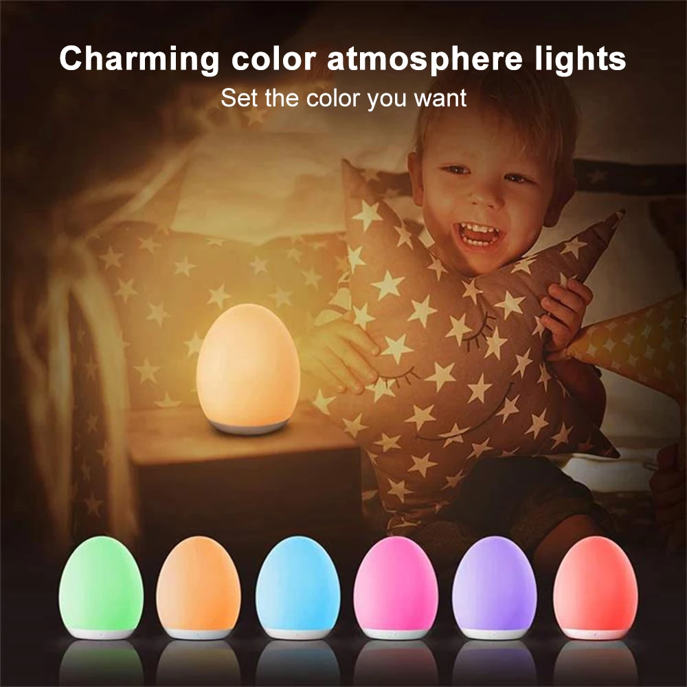 LED Night Light Touch Colorful Silicone Animal Light Soft Cartoon Bedroom Bedside Baby Nursery Lamp Home Decor Lighting