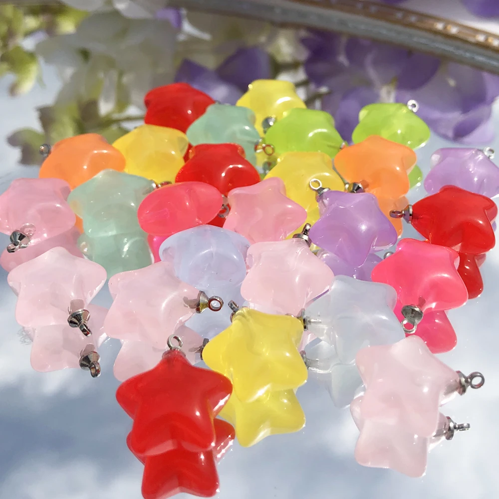 10pcs Mixed Cute Resin Star Charms for DIY Jewelry Making