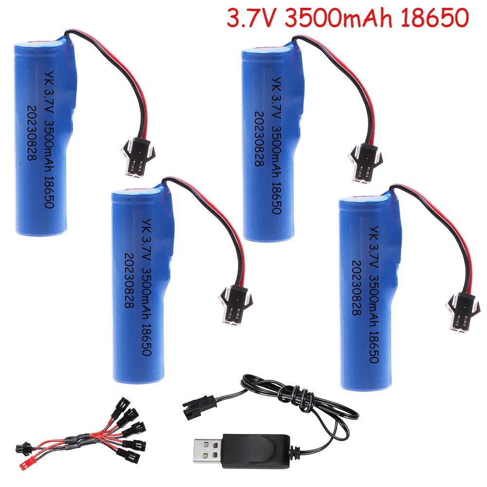 3.7V 3500mAh 18650 Lipo Battery and charger For DE45 Q70 D876 Q85 Rc Car Toys RC Boat Car Water soft Gun Battery Parts 20C 5PCS