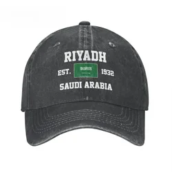 Flag of Saudi Arabia EST.1932 Riyadh Unisex Adult Charcoal Washed Denim Baseball Cap Men Vintage Cotton Patriotic Trucker Hat
