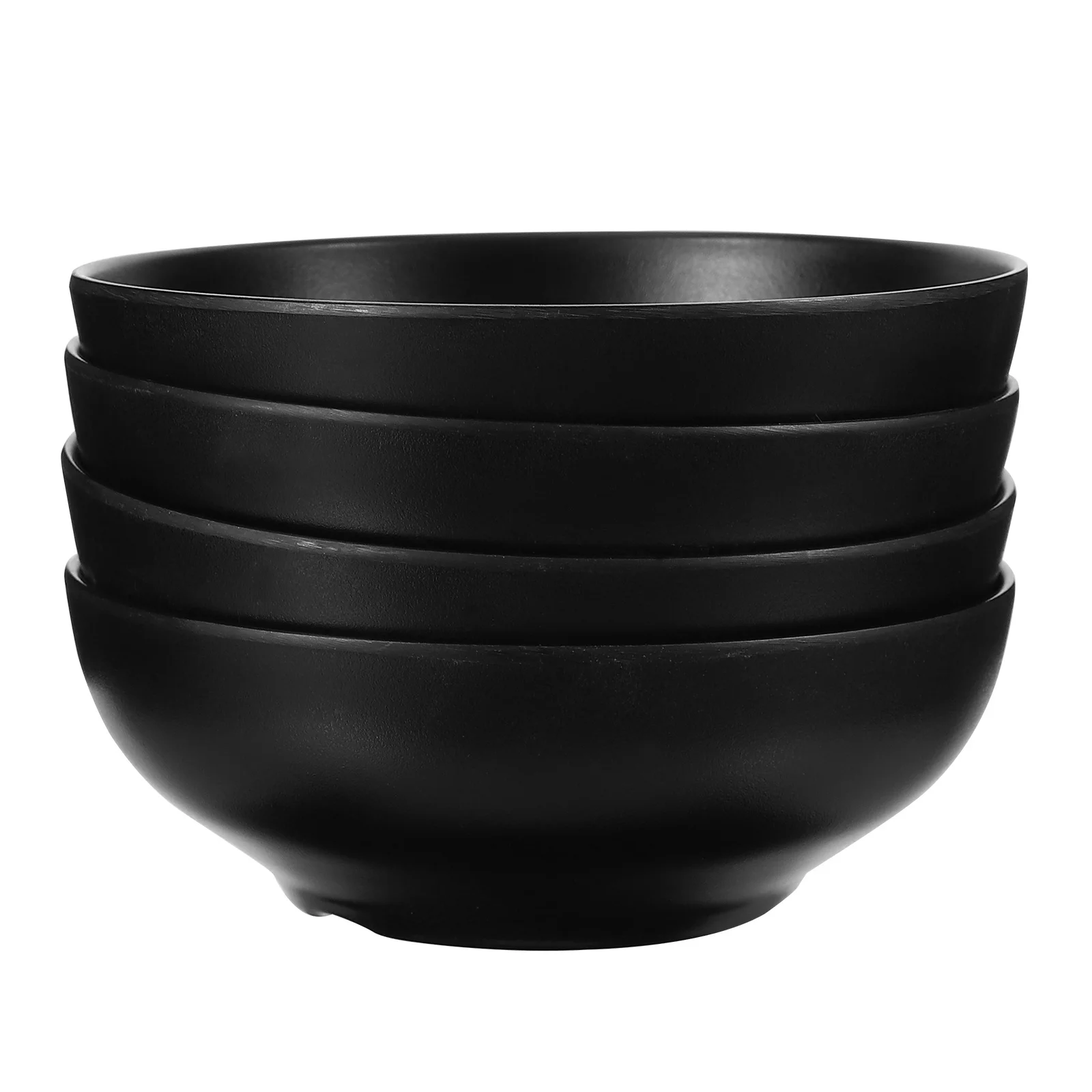 

4Pcs Black Pot Bowls Safe Material Fine Workmanship Stable Base Multipurpose Home Serving Noodle Rice Bowls