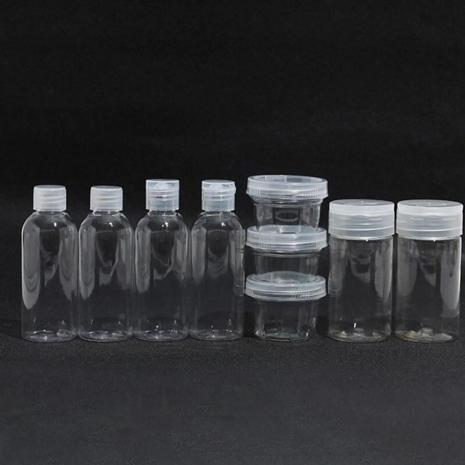 Clear PET Portable Spice Jars with Carry Bag Condiment Storage Bottles Camping Kitchen Kit for Outdoor Cooking and Travel