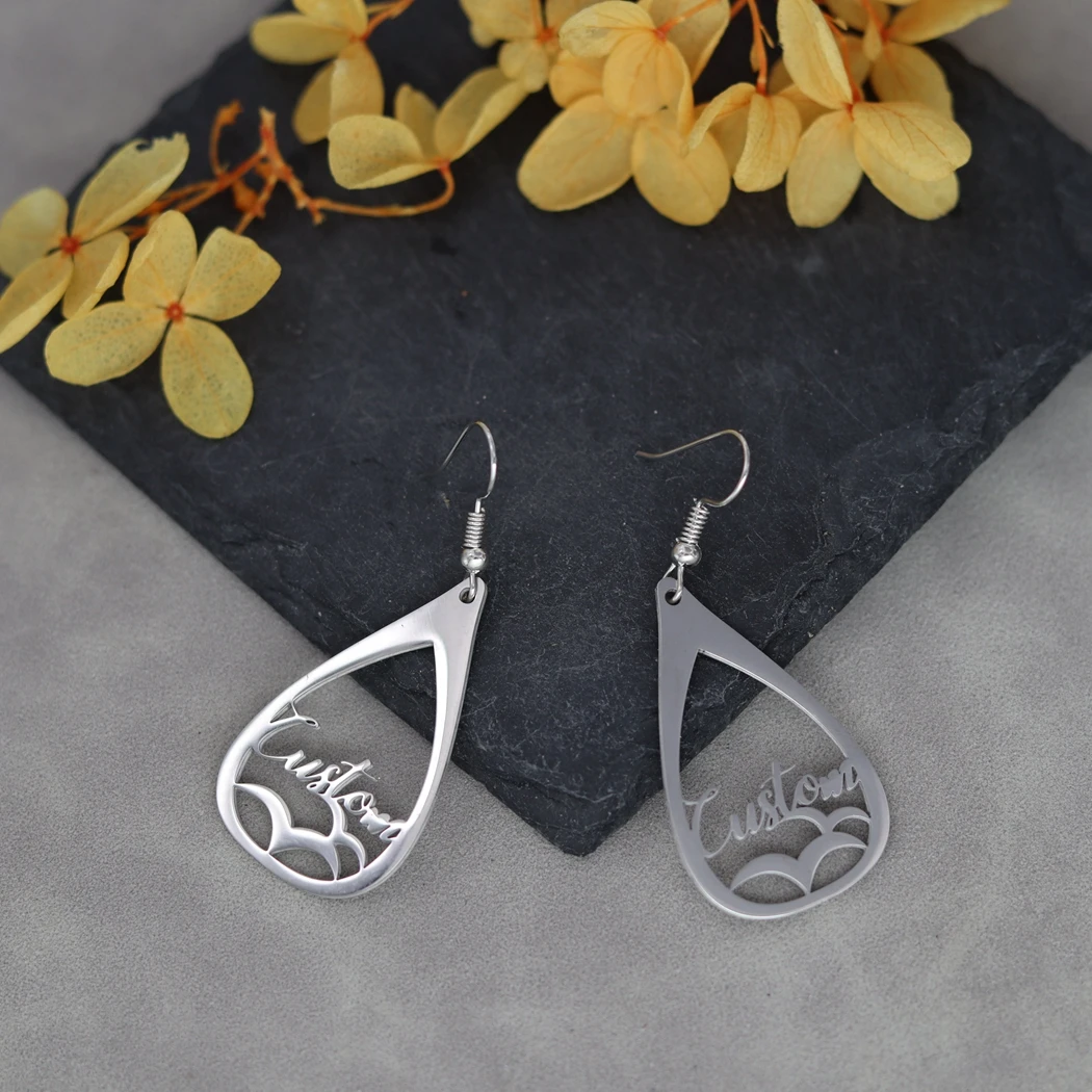 Custom Teardrop Letter Earrings Stainless Steel Accessories Anniversaries Birthday Gifts for Women