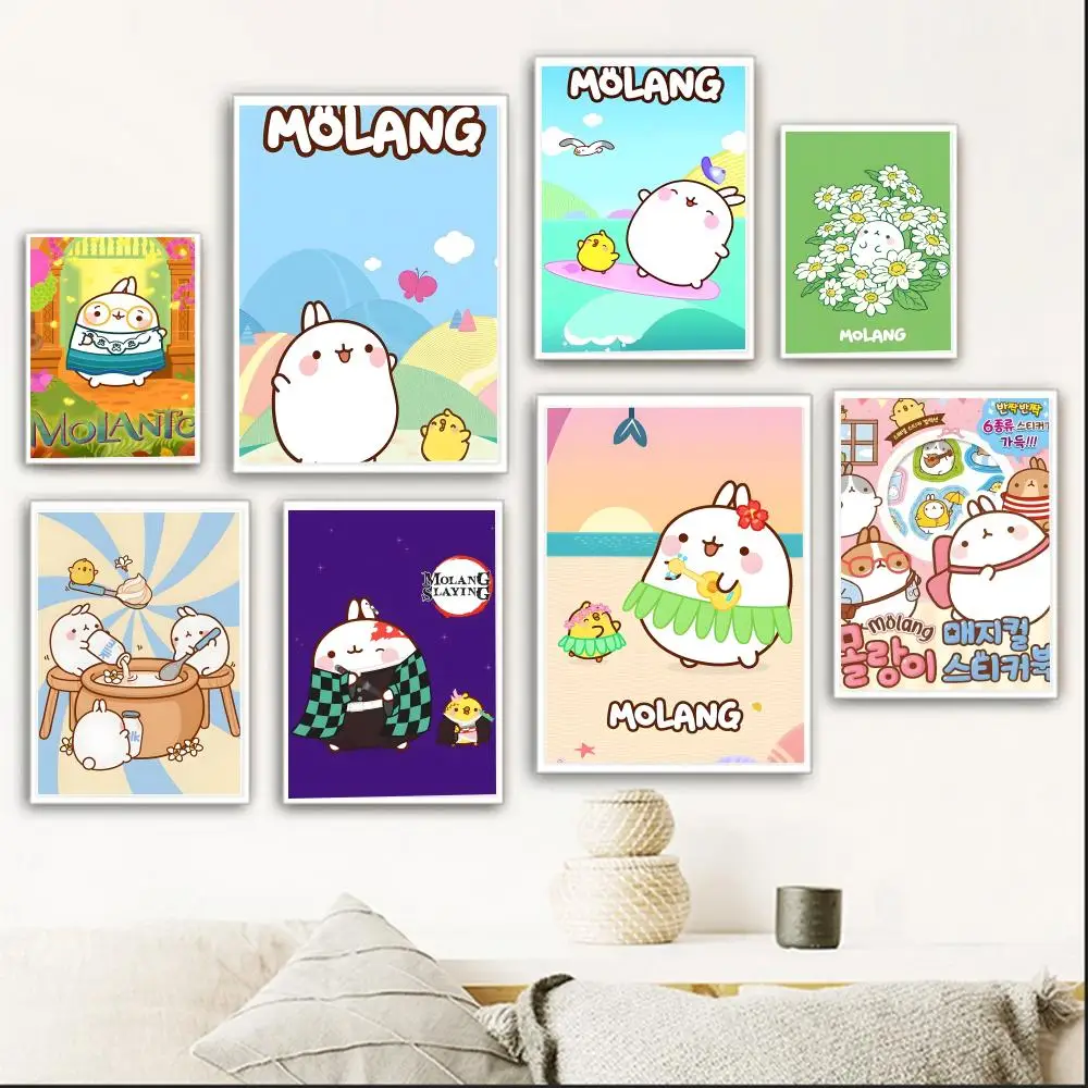 Cute Molang_lang Cartoon Poster retro art living room decoration bar Promotional