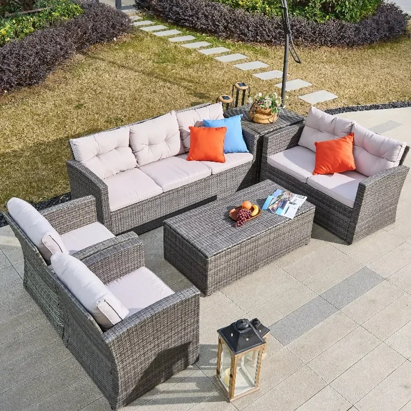 Modern outdoor sofa set, 6-piece garden furniture