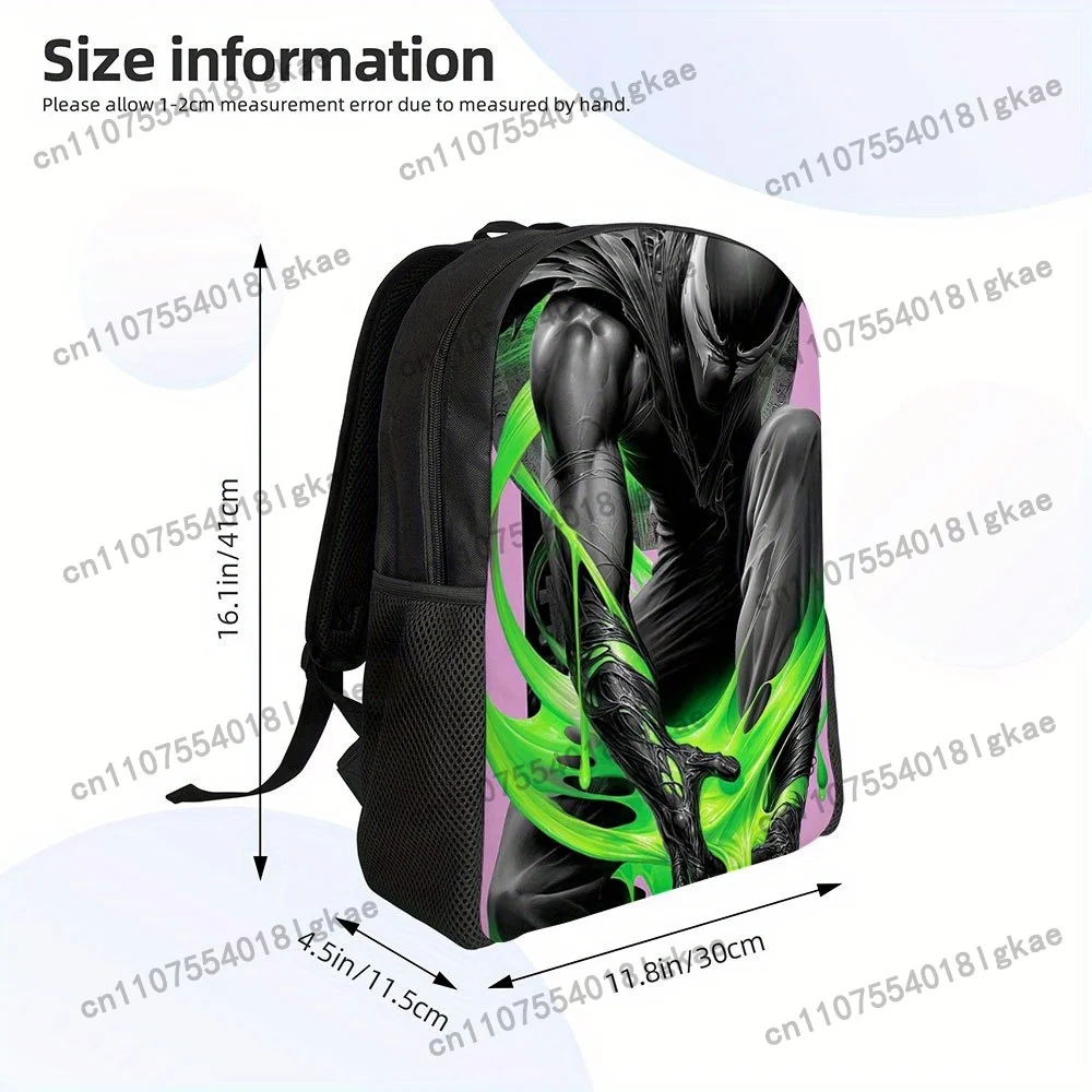 1pc Venom Backpack - Venom's Black Suit & Green Venom symbiote Design, Large Capacity School Backpack with Adjustable Shoulder S