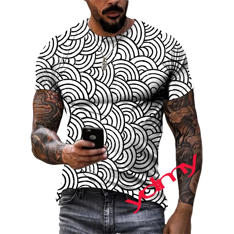 

Summer Simple Regular Pattern Quick-Dry Men's T-shirt Hip Hop 3D Print Personality Neck Short Sleeve Fashion Clothes