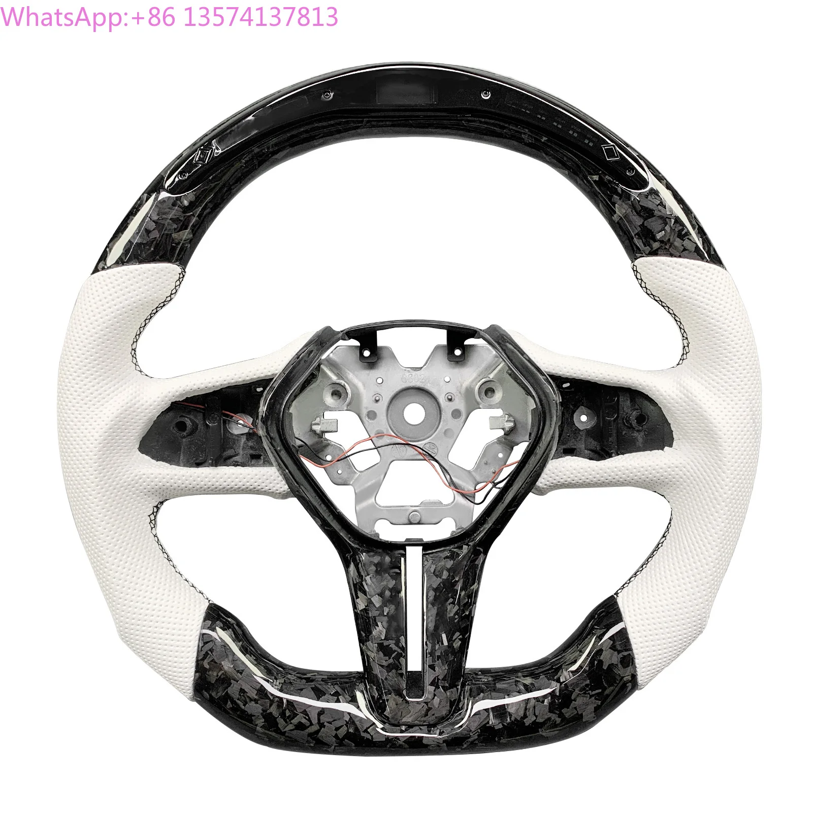 

For Infiniti Q60 QX55 Q50 2017-2024 Interior Accessories Customized Forged LED Carbon Fiber Perforated Leather Steering Wheel
