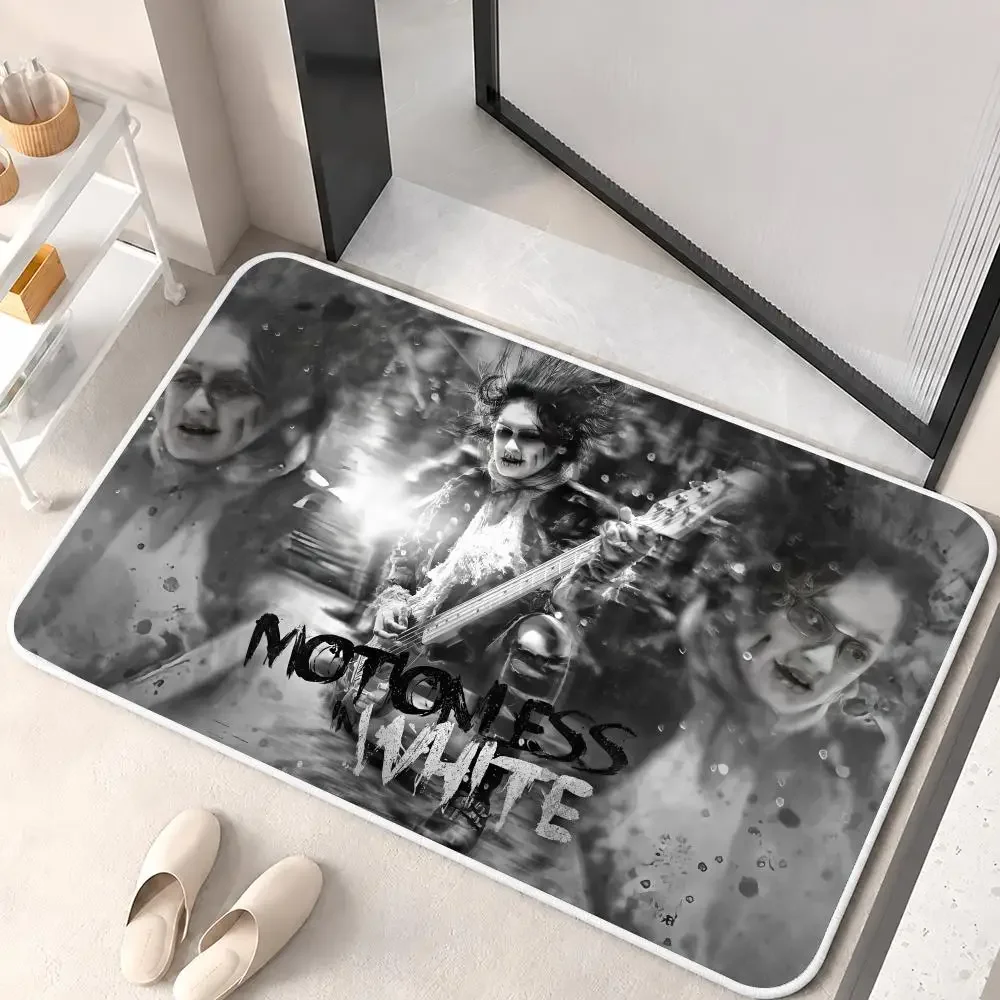 Metal Rock M-MOTIONLESS IN WHITE Floor Mat Flannel Rug Soft Non Slip Door Mat Bathroom Bedroom Kitchen Living Room Home Decor