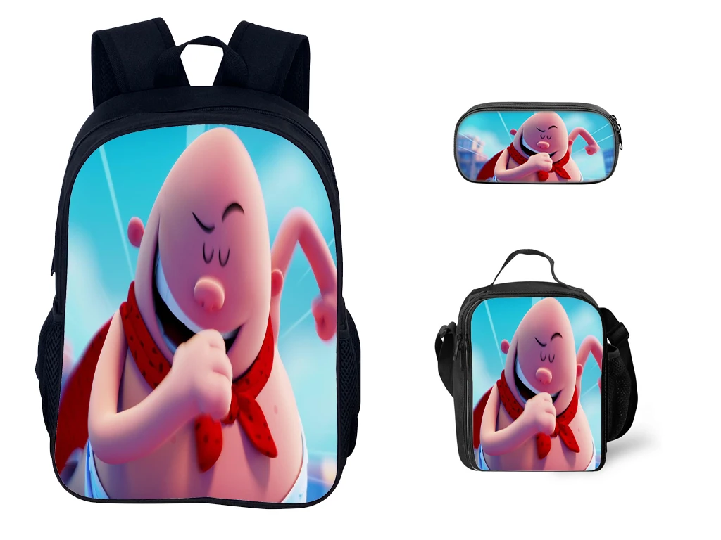 

Captain Underpants Novelty Schoolbag Kid Children Lightweight Daypack,3 in 1 Travel Knapsack Backpack and Lunch Bag Pencil Case