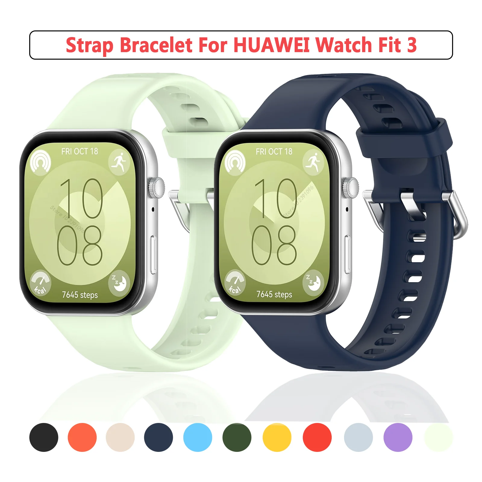 สายซิลิโคนของแท้สำหรับนาฬิกา Huawei Fit 3สมาร์ทวอทช์อุปกรณ์ทดแทนสายรัดข้อมือสำหรับ Huawei Fit 3สร้อยข้อมือแนวสปอร์ต