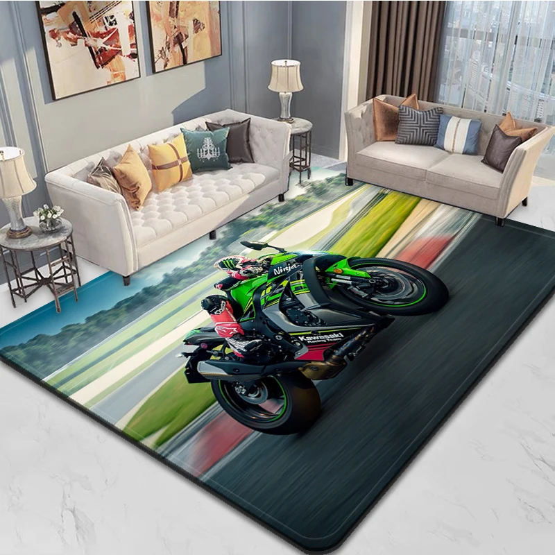 Motorcycle Kawasaki Motor Race Carpet Kitchen MatEntrance Doormat Bedroom Floor Decoration Living Room Carpet Bathroom Rug