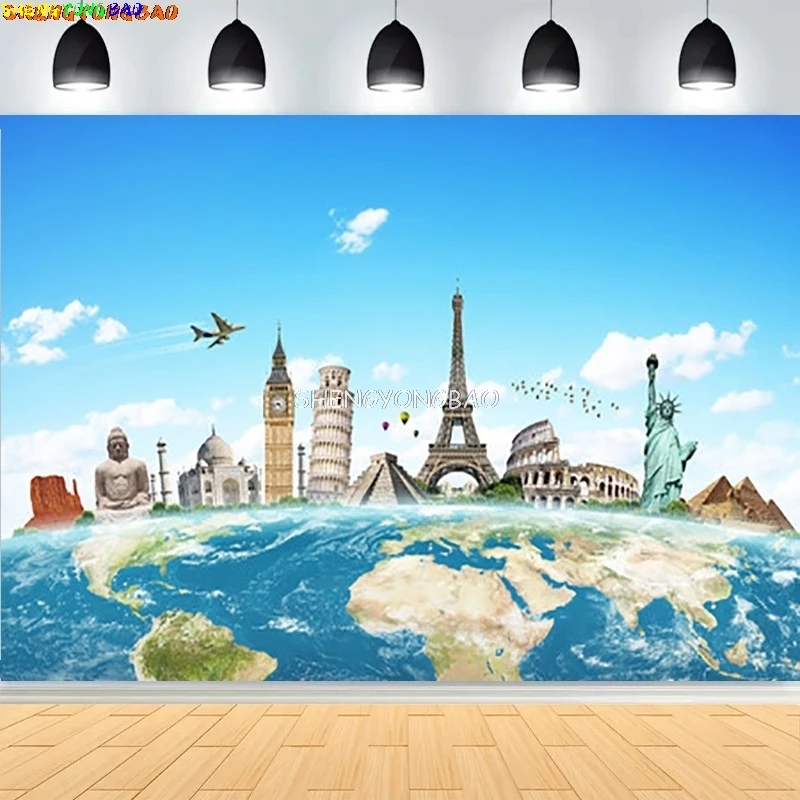 السفر حول العالم متصل خلفيات للتصوير الفوتوغرافي FWorld amous معالم عيد ميلاد الطفل صورة خلفية HQ-03