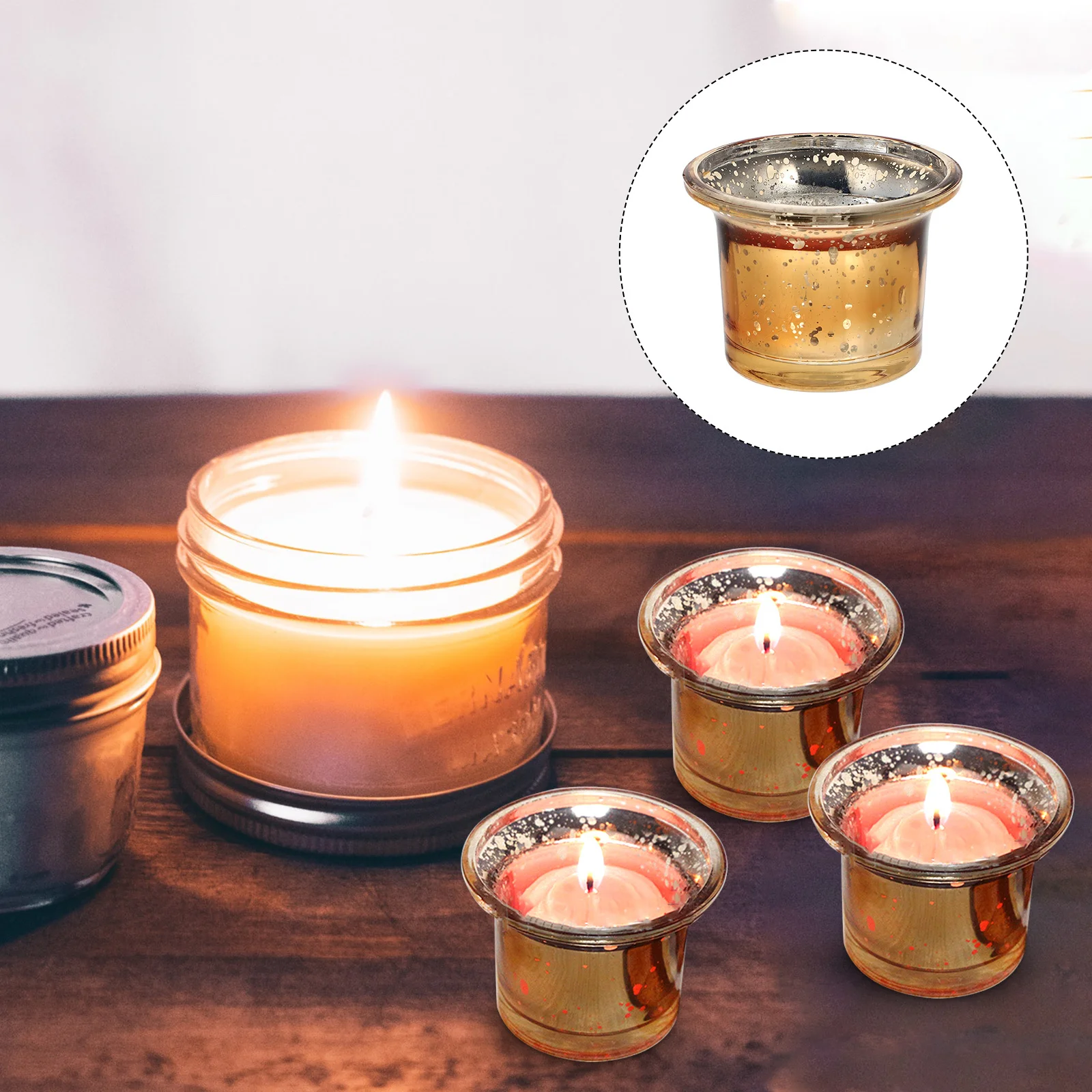 

6Pcs Glass Holder Creative Cup Transparent Decoration for Wedding Banquet Home Scene Layout Desktop