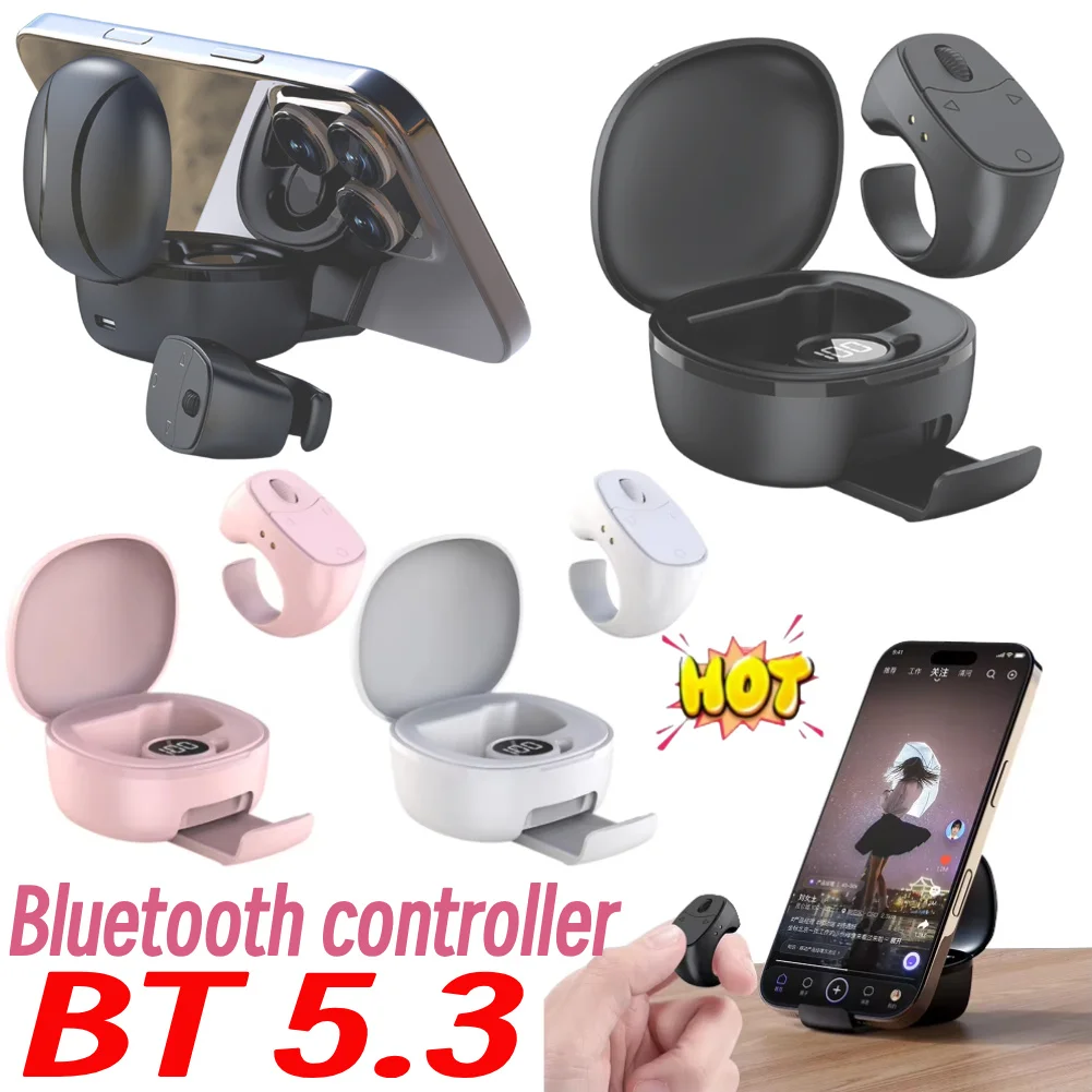 Wireless Remote Control Bluetooth-Compatible 5.3 Selfie Button Digital Display Remote Control Shutter/Clicker for Smartphones
