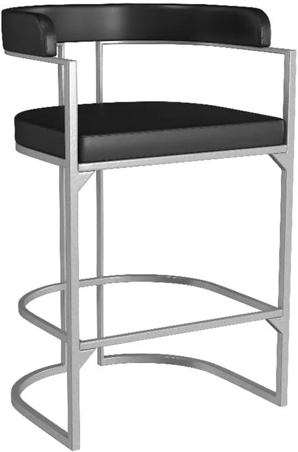 

, Cannonwood Half Moon Shape Metal And Upholstered Ba Counter Height Stool, Silver