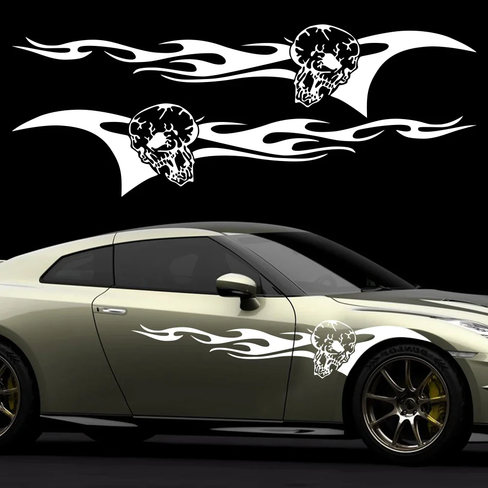 2PCS Skeleton Flamme Element Totem Dekoration Auto Aufkleber DIY Vinyl Aufkleber DIY Modifizierte Aufkleber für Auto Universal Zubehör