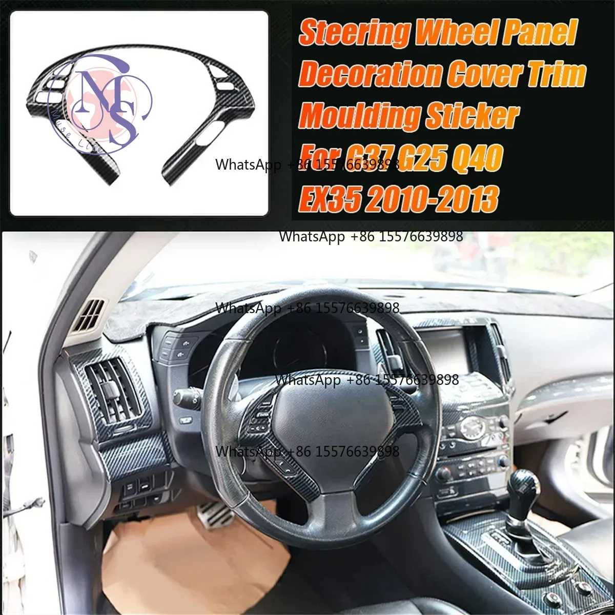 ZOCI-FOR-G37 G25 Q40 EX35 Steering Wheel Panel Trim Cover 2010-2013 Replacement Parts