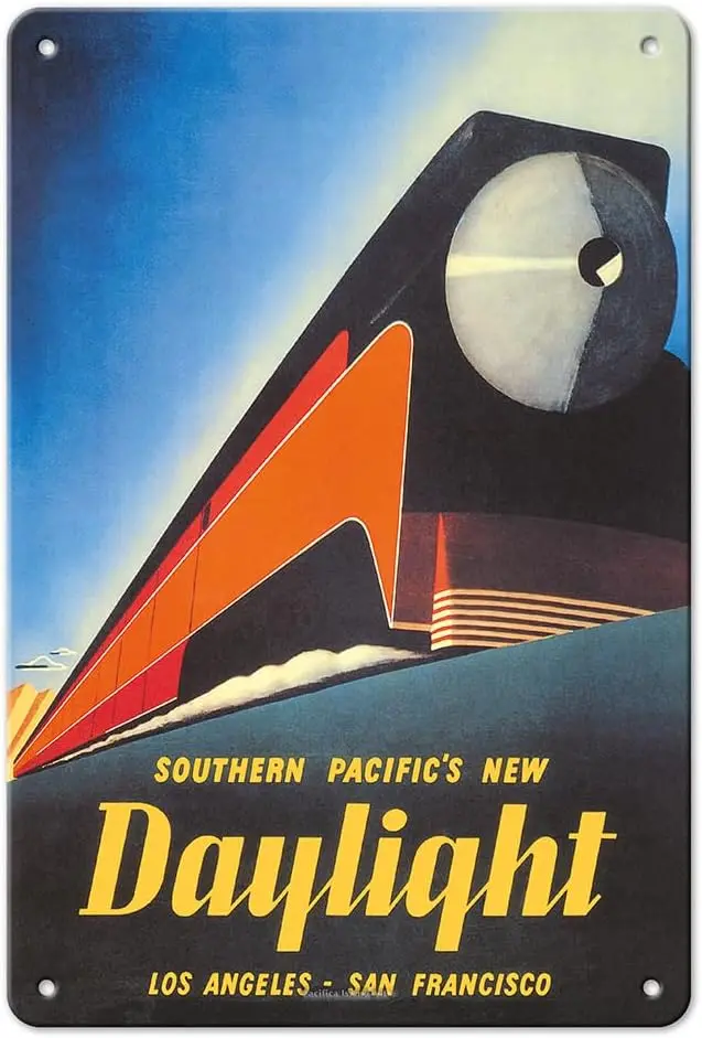 1p, Лос-Анджелес в Сан-Франциско — новый дневный железнодорожный поезд Южной Тихого океана — винтажный постер для железной дороги от Sam Hy 1p, Лос-Анджелес в Сан-Франциско — новый дневный железнодорожный поезд Южной Тихого океана — винтажный постер для железной дороги от Sam Hy