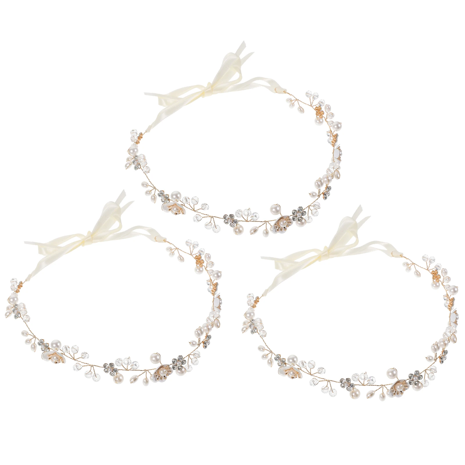 

3pcs Wedding Headdress Hair Strap Bridal Accessories Rhinestone Headband Silver Color Women Girls Lightweight Versatile