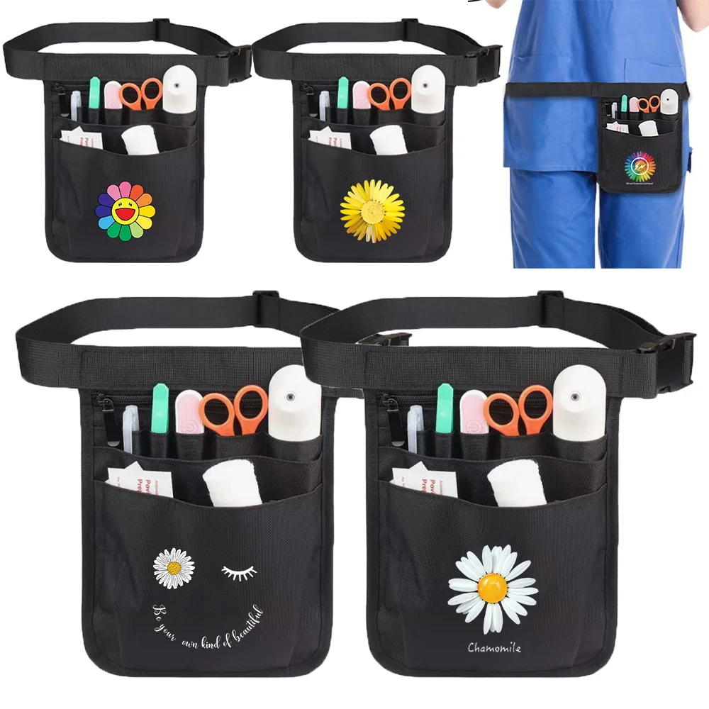 

1 Piece Nurse Waist Pouch Organizer Multifunctional Belt Extra Pocket Fanny Pack Nurse Nylon for Accessories Tool Daisy Printing