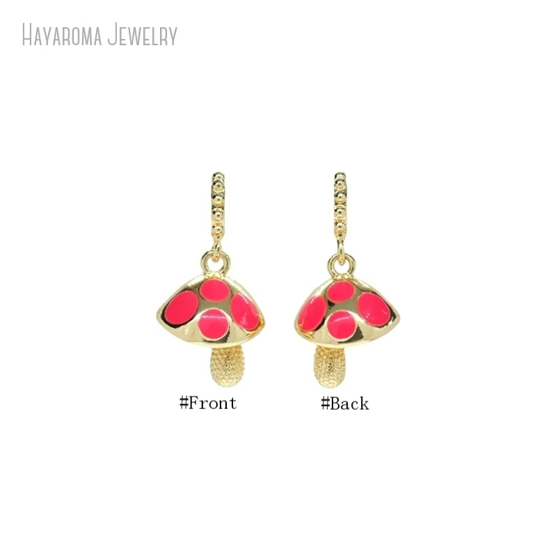 

10Pcs Hot Pink Jewelry Pendant Enamel Plant Mushroom Metal Copper Gold Color Wholesale Charms PM52895