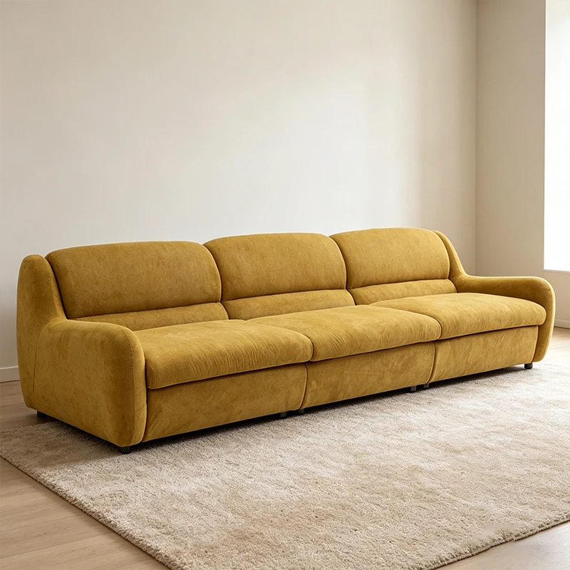 

The latest design of large three-seat low armrest sofa, home soft cloud sofa, wood frame, high-end wholesale fabric