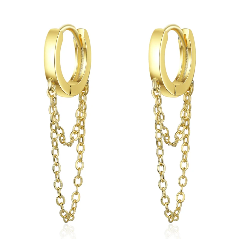 Womens' Fashion Simple Lovely Hoop Earrings Copper Chain Tassel Small Round Circle Charm Ear Piercing Accessories Best Gifts