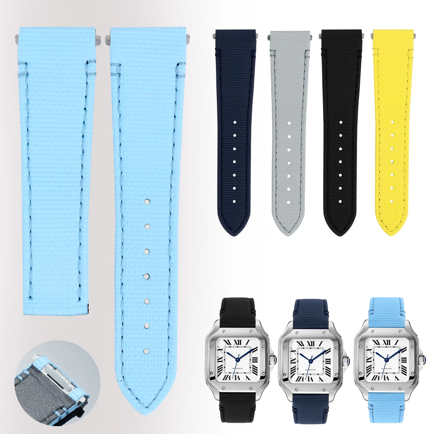 21mm Fluoro Rubber Watchband For Cartier New Santos WSSA0010 WSSA0018 WSSA0009 Quick Release Watch Strap FKM Men women wristband