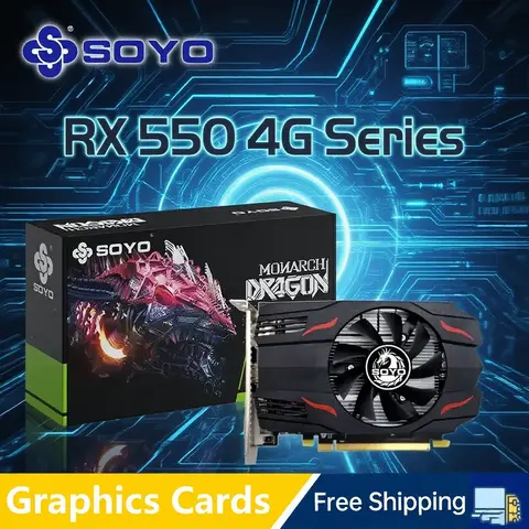 SOYO AMD GPU Radeon RX 550 4G GPU RX 560 GDDR5  Computer components PC Gaming Video R9 370 R7 350 Graphics Card RX550