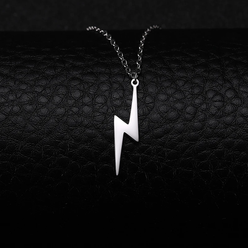 Lightning Necklace Thunder Minimalist Pendant Thunder Pendant Chain Unisex Jewelry Charms Inspirational Gift,Stainless Steel