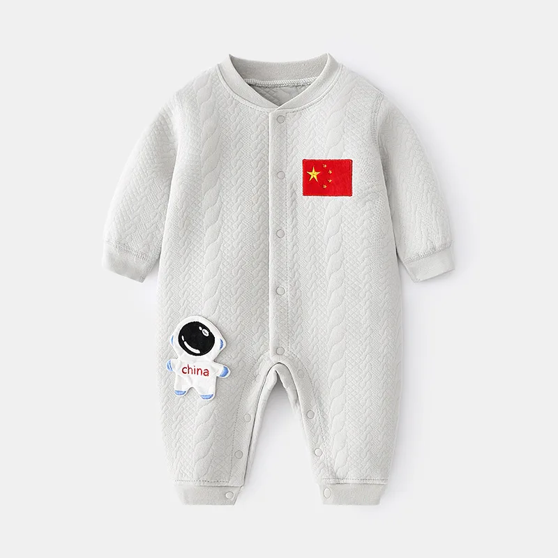 Baby Warm Jumpsuit Baby Herfst En Winter Zonder Been Romper Lucht Katoen Pasgeboren Nationale Vlag Spaceman Deur Romper