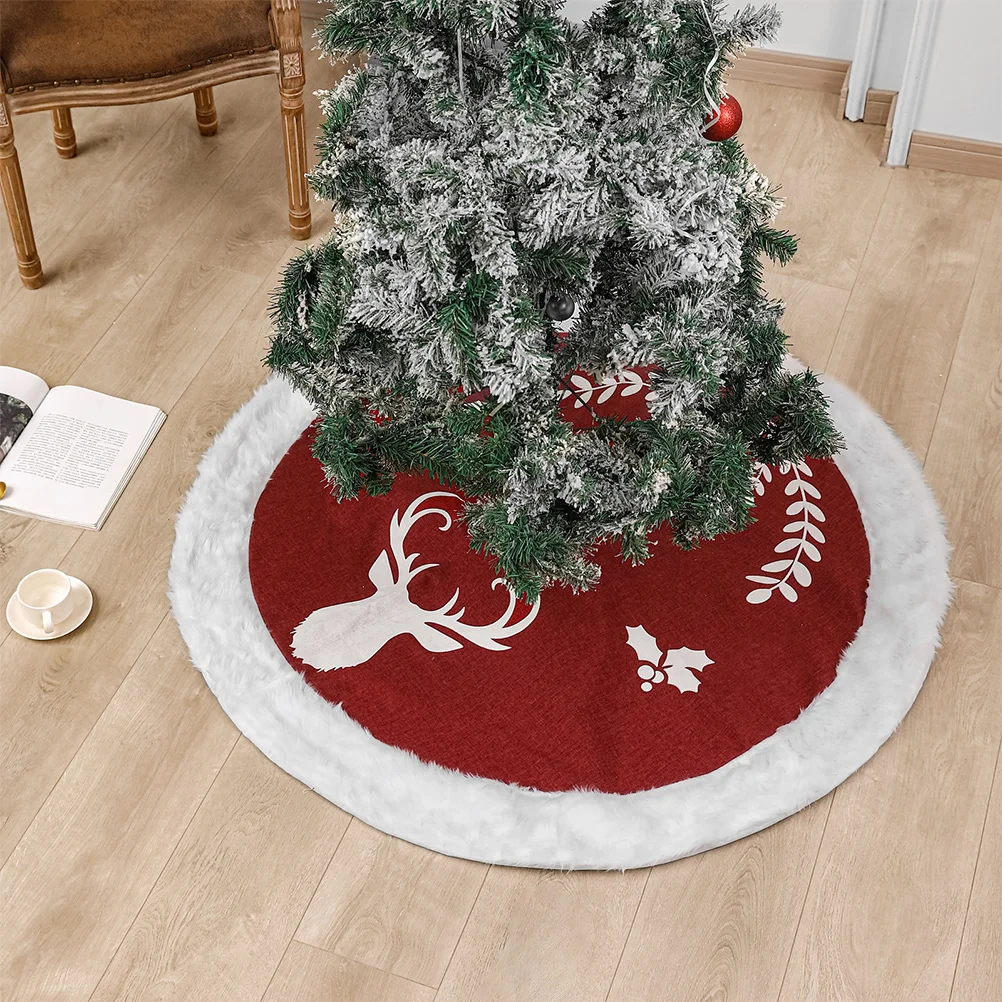 

1pc Christmas Tree Skirt Red Round Floor Carpet For Holiday Party Xmas Base Cover Festival Decor Protector Mat Party Supply