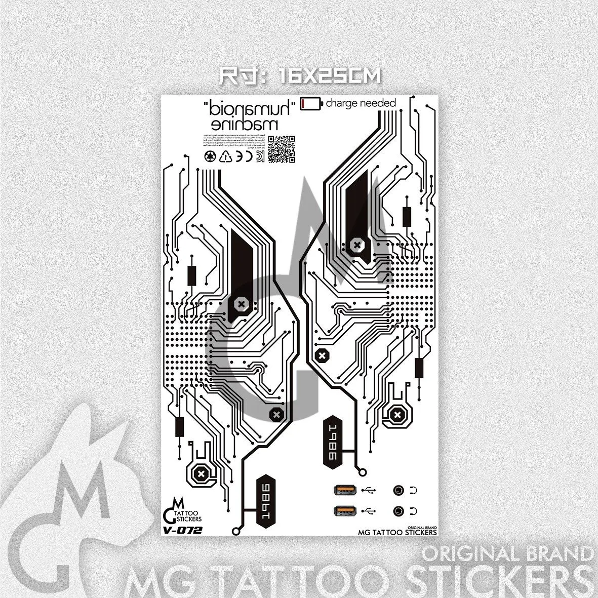 Cyberpunk Platine Tattoo Punk Roboter Tattoo Aufkleber temporäre Tattoos wasserdicht dauerhafte Tattoos Arm gefälschte Tattoo Cosplay – Detail 2