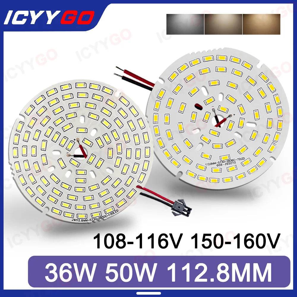 36W 50W LED SMD Chip 5730 Helderheid Licht Board 108V 150V Voor LED Lamp downlight Plafond PCB Met LED Plug Cord Power Kabel