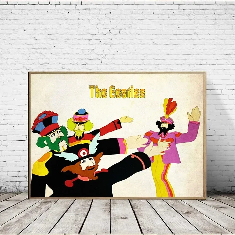 YW-الغواصة الكرتون الملصقات قماش لوحات مجموعة المغني الشهير B-Beatles طباعة لغرفة المعيشة ديكور المنزل المشجعين جدار ArtGift #4