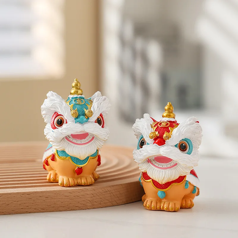 

New Chinese Style Wealth Attraction Lion Figurine Tea Pet Car Desktop Decoration Cute Home Decorations Ideal Gift