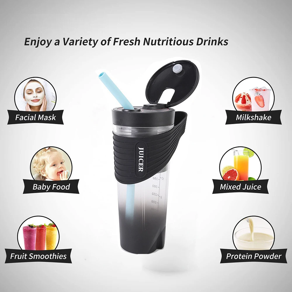 Mini Hand Portable Blender Electric Fruit Juicer Smoothie Juice Blender and Mixer 16oz Multifunction Rechargeable Powder Blender