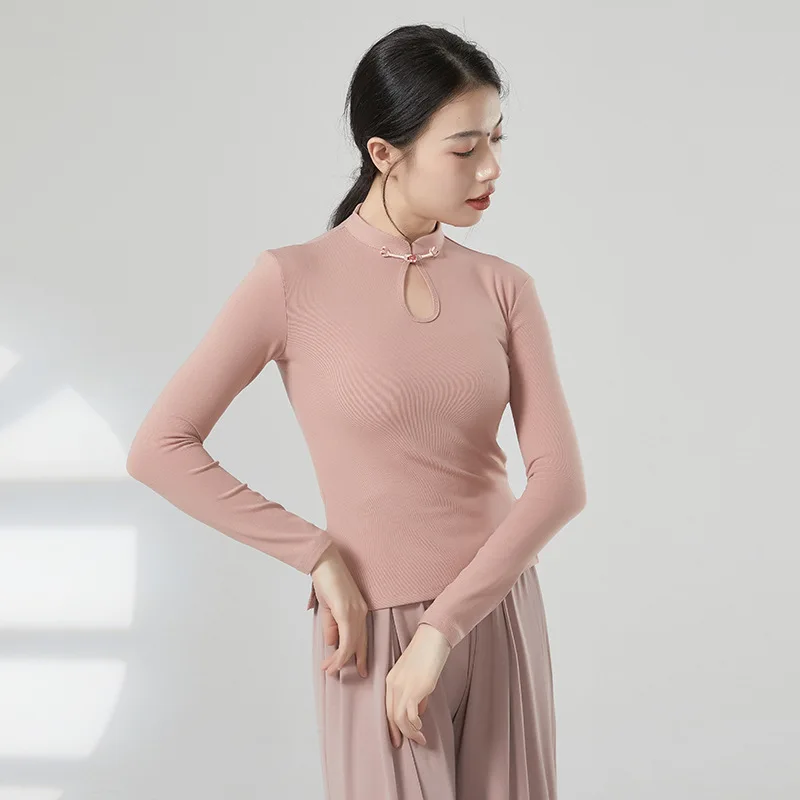 

Chinese dance classical dance clothes Chinese cheongsam teacher class long-sleeved practice clothes autumn top body rhyme