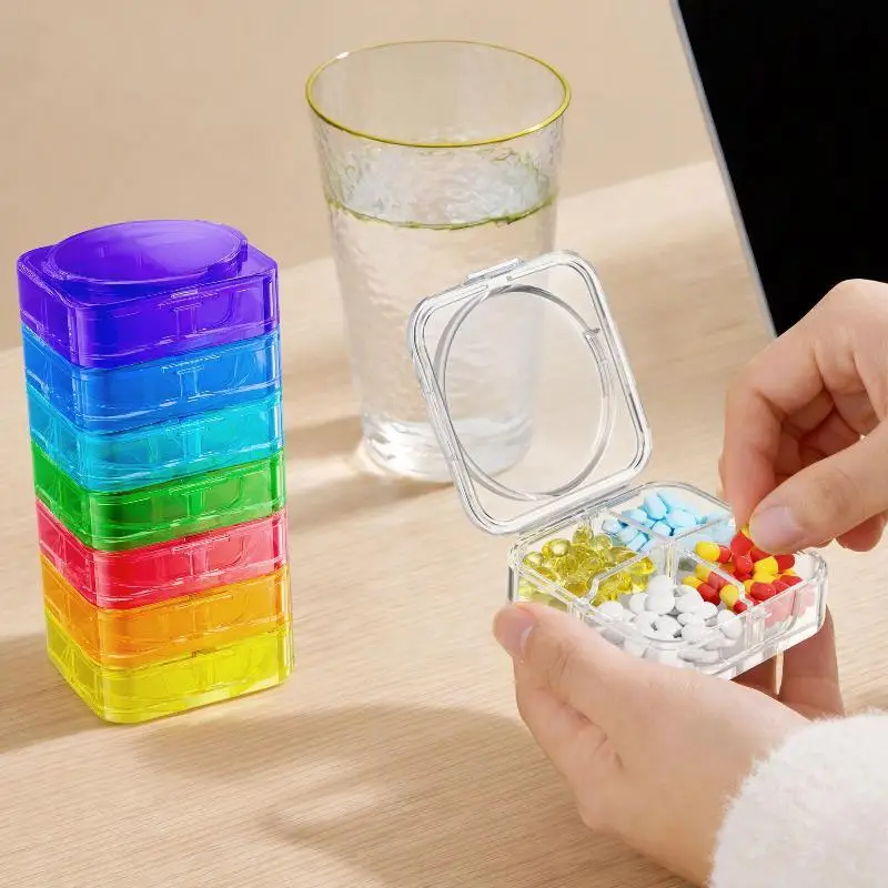 1/7 Days Week Pill Organizer Morning And Night Pill Holder Storage Box Splitter Travel Medicine Organizer Portable Medicine Box