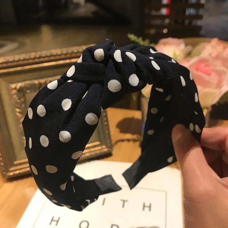 Adult Hair Accessories 2022 New Face Washing Hair Hoop Top Bow Knot Head Hoop Polka Dots Print Hairband Striped Print Headband