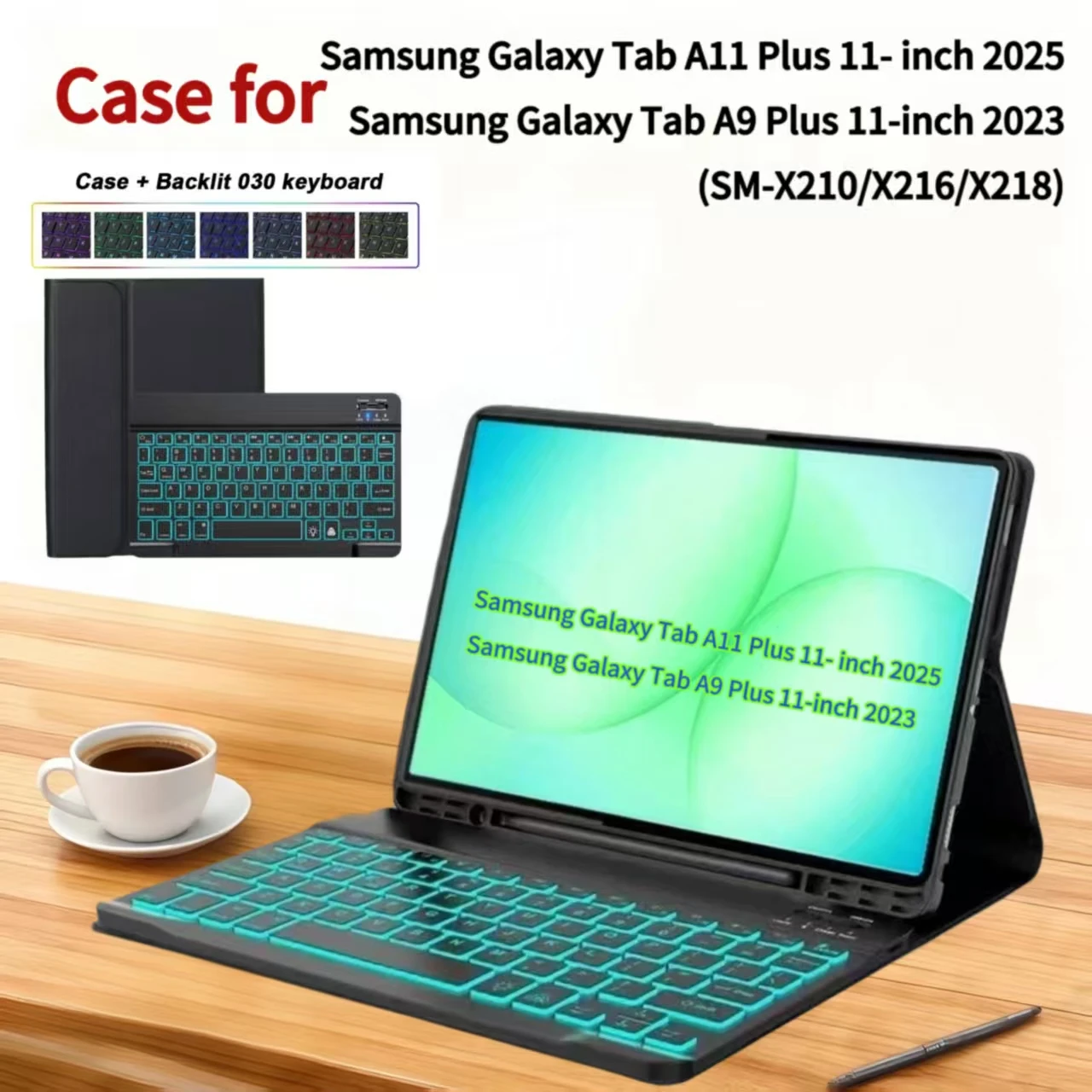 

Чехол для Samsung Galaxy Tab A11 Plus 11-дюймовый чехол, чехол-клавиатура для Samsung Galaxy Tab A9 Plus 11-дюймовый SM-X210/X216/X218