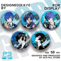 Yuuki Makoto Badge Person 3 Anime Goods Round Brooch Ita Bag Ornament Kawaii Accesorios Desk Display Room Decor Friend Gift
